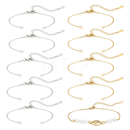 20Pcs 2 Colors 201 Stainless Steel Cable Chain Link Bracelet Making STAS-UN0047-16-1