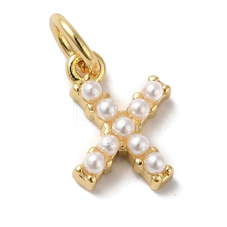 Rack Plating Brass with ABS Plastic Imitation Pearl Charms KK-B092-30X-G-1