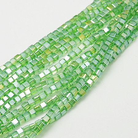 Electroplate Glass Beads Strands EGLA-D018-8x8mm-23-1