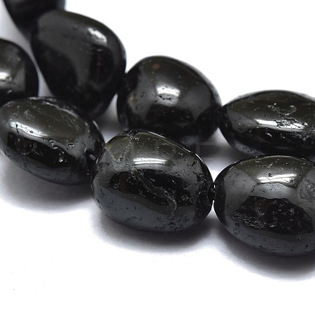 Natural Black Tourmaline Beads Strands G-O186-B-07-1