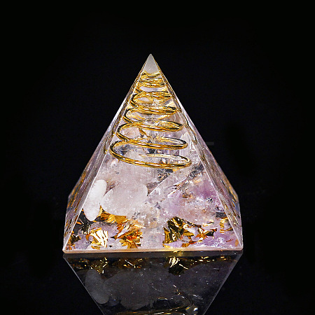 Orgonite Pyramid Resin Display Decorations X-G-PW0005-05O-1