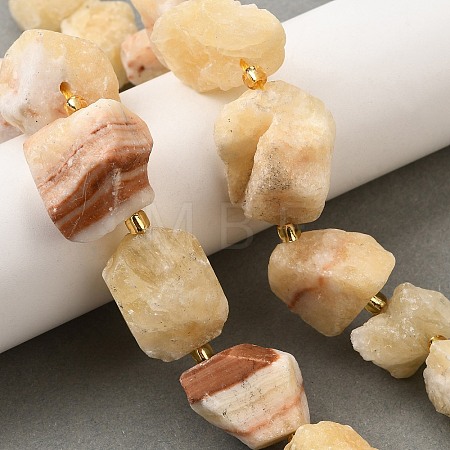 Raw Rough Natural Yellow Jade Beads Strands G-Z087-B22-1