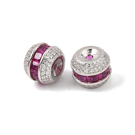 925 Sterling Silver Pave Deep Pink Cubic Zirconia Beads SE-CBAF1B2-12B-P-1