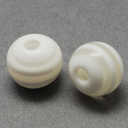Round Striped Resin Beads X-RESI-R158-8mm-09-1