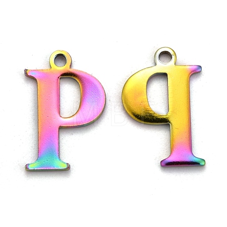 Ion Plating(IP) 304 Stainless Steel Alphabet Charms STAS-H122-P-M-1