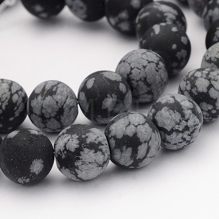 Natural Snowflake Obsidian Gemstone Beads G-J338-03-12mm-1