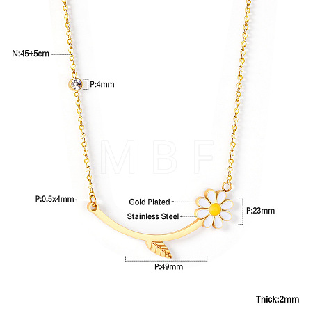304 Stainless Steel Enamel Flower Bib Necklaces FS-WG58DA2-09-1