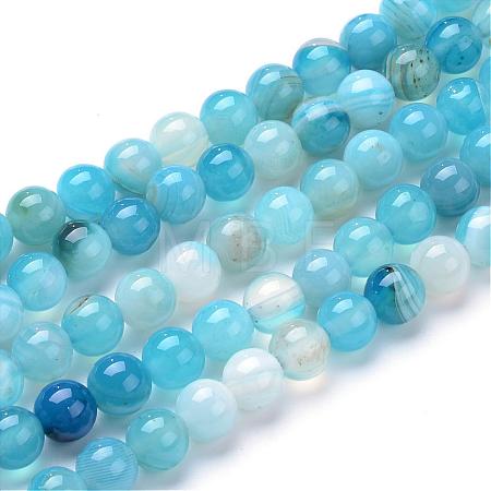 Natural Striped Agate/Banded Agate Bead Strands G-R412-20-6mm-1