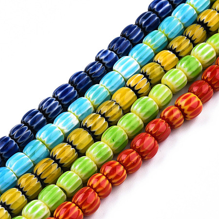 Handmade Lampwork Chevron Beads Strands LAMP-N023-003-1