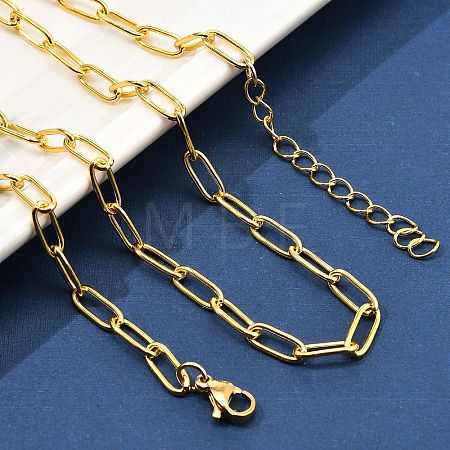304 Stainless Steel Paperclip Chain Necklaces for Women Men NJEW-G161-01G-1