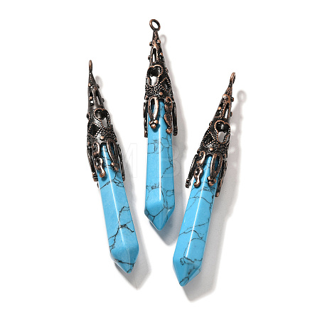 Synthetic Turquoise Pointed Big Pendants G-P560-02R-03-1