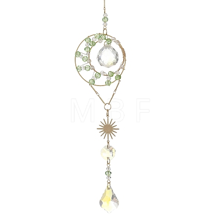 Wire Wrapped Glass Beads Suncatcher HJEW-JM05003-01-1