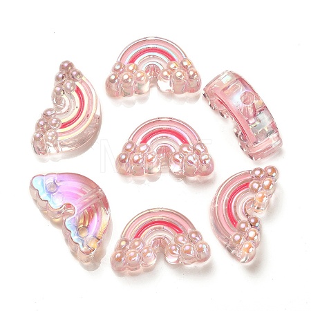 UV Plating Rainbow Iridescent Acrylic Enamel Beads OACR-G012-08E-1