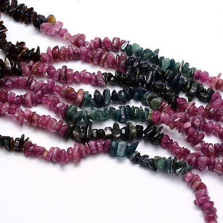 Natural Tourmaline Chips Beads Strands G-O049-09-1