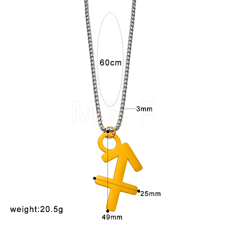 Punk Style 304 Stainless Steel Twelve Constellations Pendant Necklaces with Stainless Steel Tone Box Chains WGE8D8E-03-1