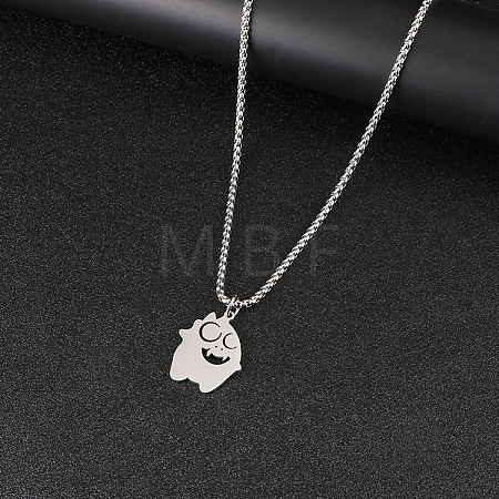 Halloween 201 Stainless Steel Little Monster Pendant Box Chain Necklaces for Women Men WGE09D2-01-1