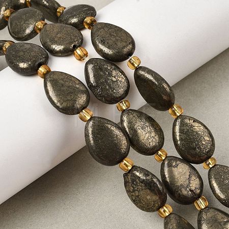 Natural Pyrite Beads Strands G-Z131-B01-01-1