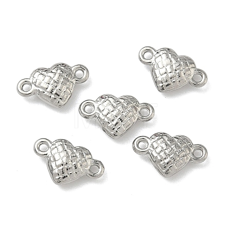 304 Stainless Steel Tartan Heart Links Connector Charms STAS-D211-14B-P-1