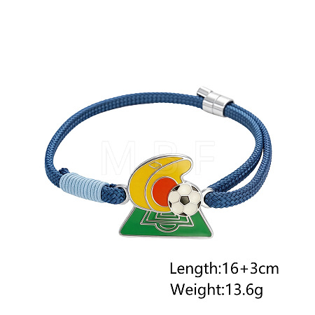 Sports 304 Stainless Steel Enamel Football Link Nylon Cord Slider Bracelets WG8FD6E-04-1