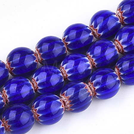 Handmade Millefiori Lampwork Chevron Beads Strands LAMP-S191-16-1