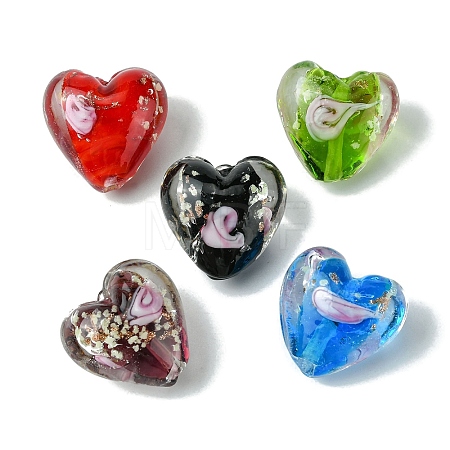 Luminous Handmade Gold Sand Lampwork Beads FOIL-B001-04-1