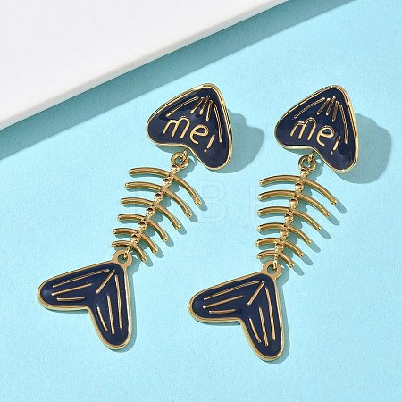 304 Stainless Steel Enamel Dangle Stud Earrings for Women EJEW-L315-06G-01-1