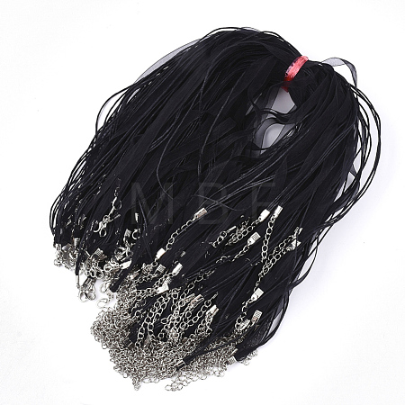Waxed Cord and Organza Ribbon Necklace Making NCOR-T002-332-1