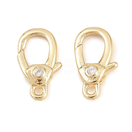Brass Micro Pave Clear Cubic Zirconia Swivel Lobster Claw Clasps KK-P353-01G-1