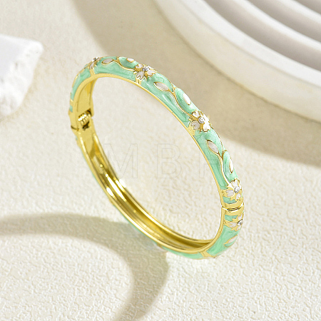 Zinc Alloy Enamel Flower Hinged Cuff Bangles for Women UK8681-6-1