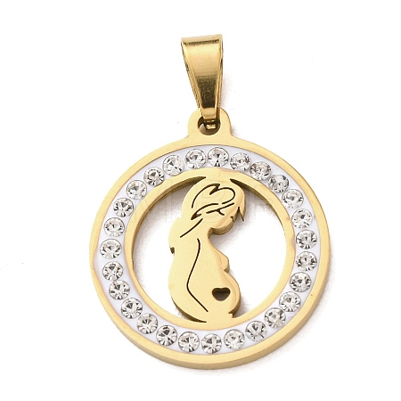 Mother's Day 304 Stainless Steel Enamel Pendants STAS-F368-02A-G-1