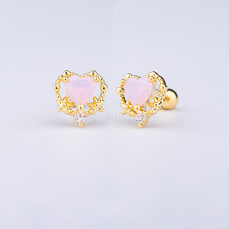 Brass Pave Pink Cubic Zirconia Cartilage Earrings FS-WGEDAE7-10-1