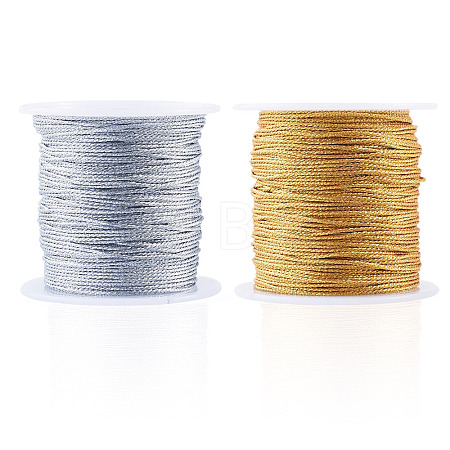 2 Rolls 2 Colors 15-Ply Round PET Metallic Thread MCOR-TA0001-03E-1