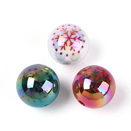 UV Plating Printed Opaque Acrylic Beads MACR-N018-08-1