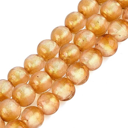 Handmade Lampwork with Gold Powder Beads Strands LAMP-N037-06A-06-1
