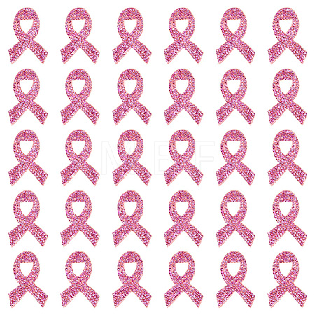 30Pcs Breast Cancer Awareness Ribbon Rhinestone Appliques PATC-FG0001-48-1