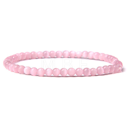 4mm Round Cat Eye Beads Bracelet for Men KG3069-7-1