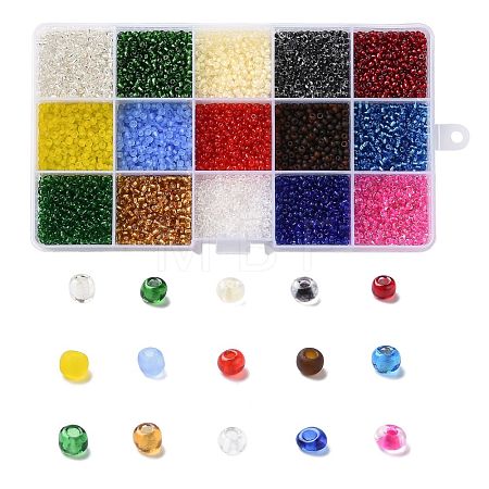180G 15 Colors Glass Seed Beads SEED-JQ0003-01A-3mm-1