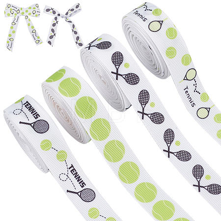 4 Rolls 4 Colors Sport Ball Print Grosgrain Ribbon OCOR-PH0004-07C-1