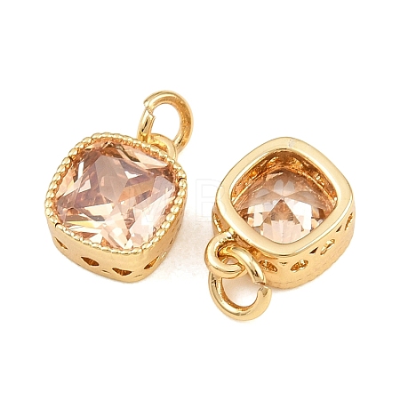 Brass Micro Pave Cubic Zirconia Charms KK-Q085-07G-02-1