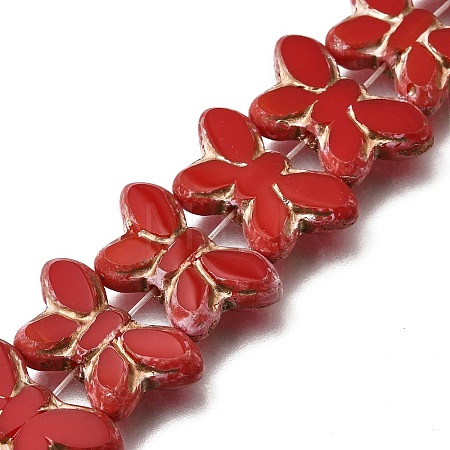 Picasso Baking Paint & Golden Metal Enlaced Glass Beads Strands GL-CBA98F0-02C-1