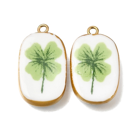 Fruit & Floral & Animals Printed Handmade Porcelain Pendants STAS-Z207-01G-08-1