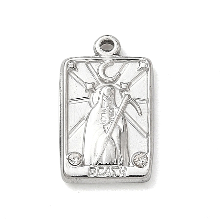 304 Stainless Steel Micro Pave Clear Cubic Zirconia Pendants SA-CBA50C9-03P-1