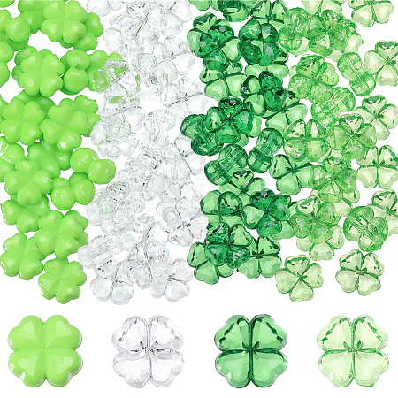 200Pcs 4 Colors Opaque & Transparent Acrylic Beads OACR-SP0002-40-1