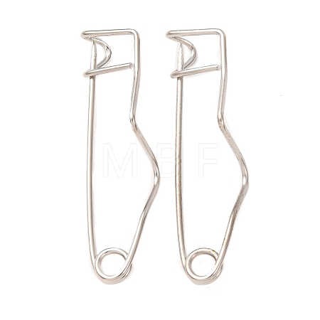 Iron Wave Safety Pin Brooch Findings JEWB-Z050-01P-03-1