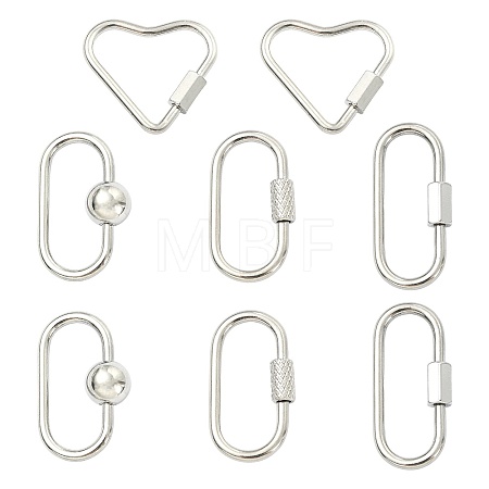 8Pcs 4 Styles 304 Stainless Steel Screw Carabiner Lock Charms STAS-FS0002-38-1
