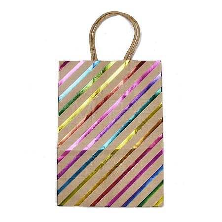 Rainbow Color Stamping Kraft Paper Gift Tote Bags ABAG-K005-01D-1