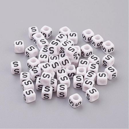 Acrylic Horizontal Hole Letter Beads PL37C9308-S-1