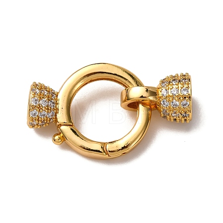 Brass Micro Pave Clear Cubic Zirconia Fold Over Clasps KK-Z121-30G-1