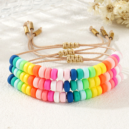 3Pcs Polymer Clay Beads Braided Bead Bracelets for Women NL7584-1-1