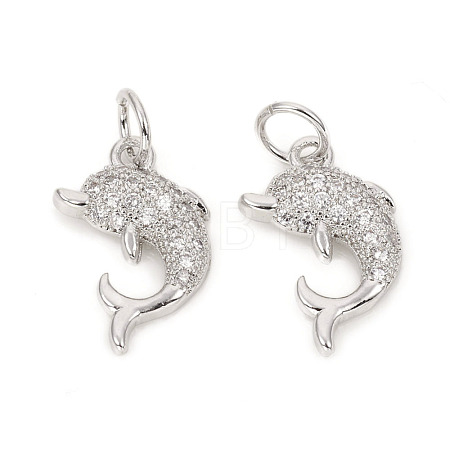 Brass Micro Pave Cubic Zirconia Charms ZIRC-L096-09P-1